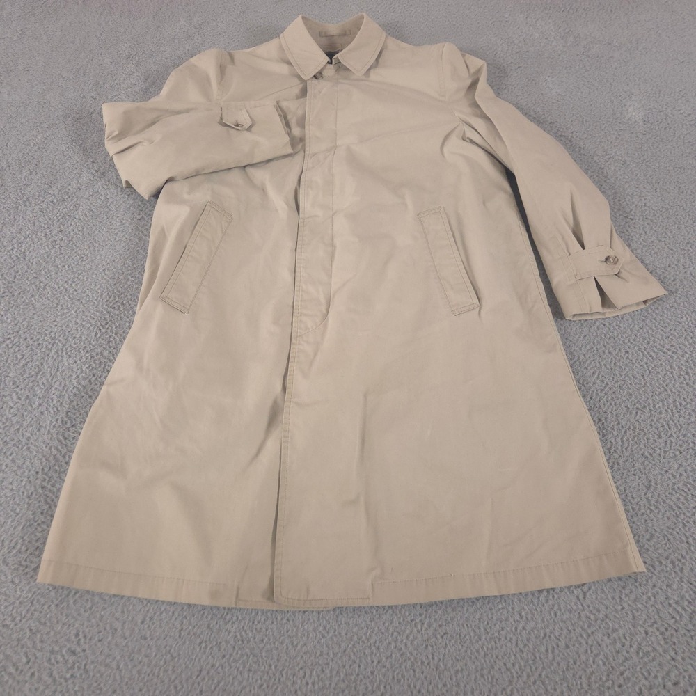 VINTAGE London Fog Coat Mens 38 Long Tan Beige Trench Calibre Cloth Alpaca Liner